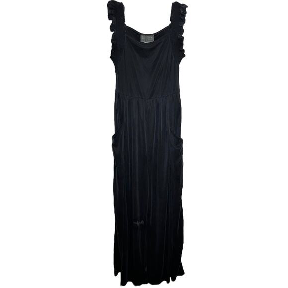 Anthropologie Saturday Sunday Billie Ribbed Jumpsuit Ruffle Pockets Black XS - Picture 2 of 7